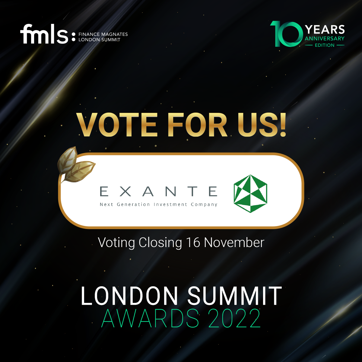EXANTE is ruing for London Summit Awards 2022 as the Best Multi-Asset Broker